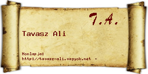 Tavasz Ali névjegykártya